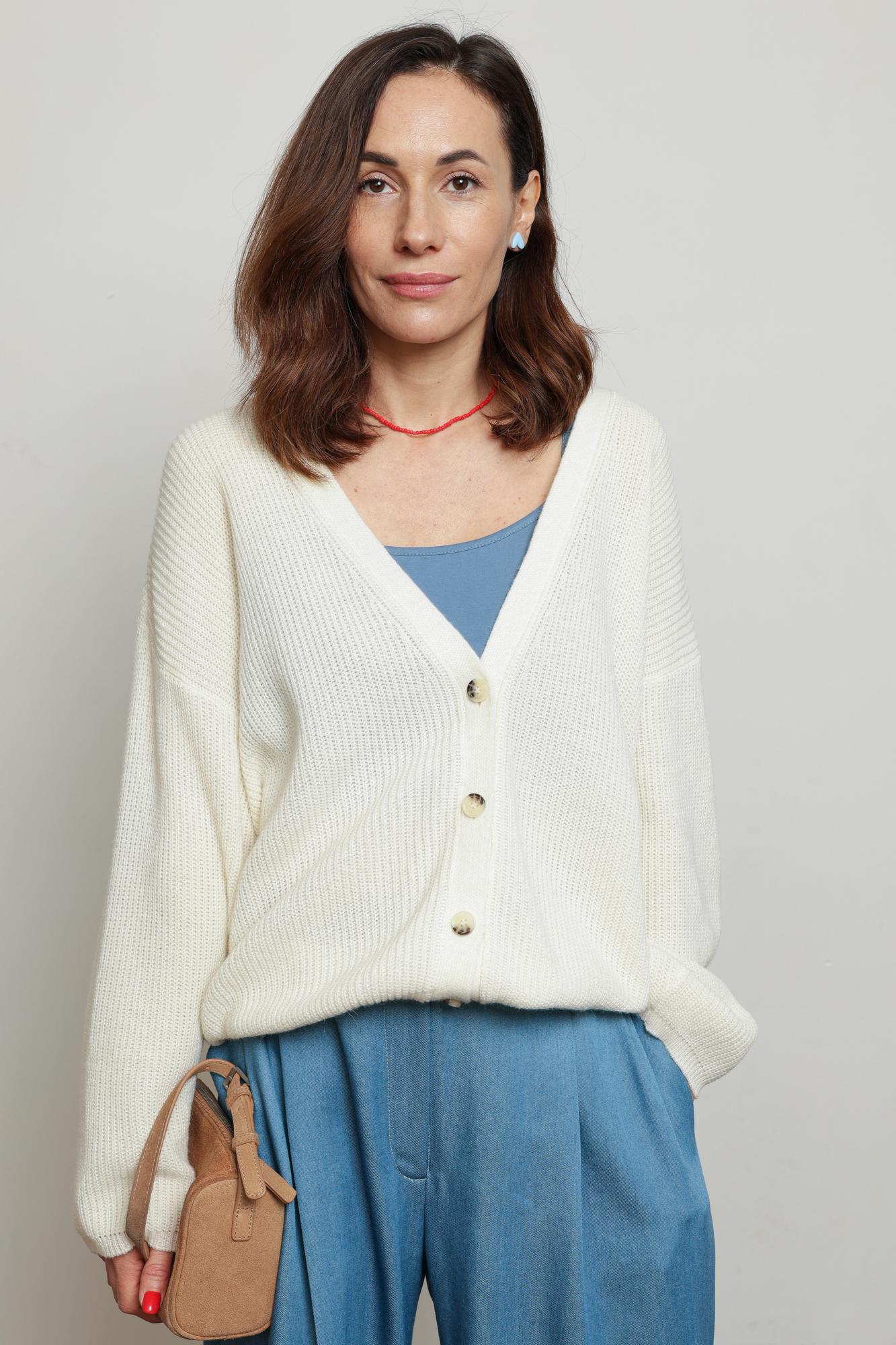 Кардиган трикотажный, молочный