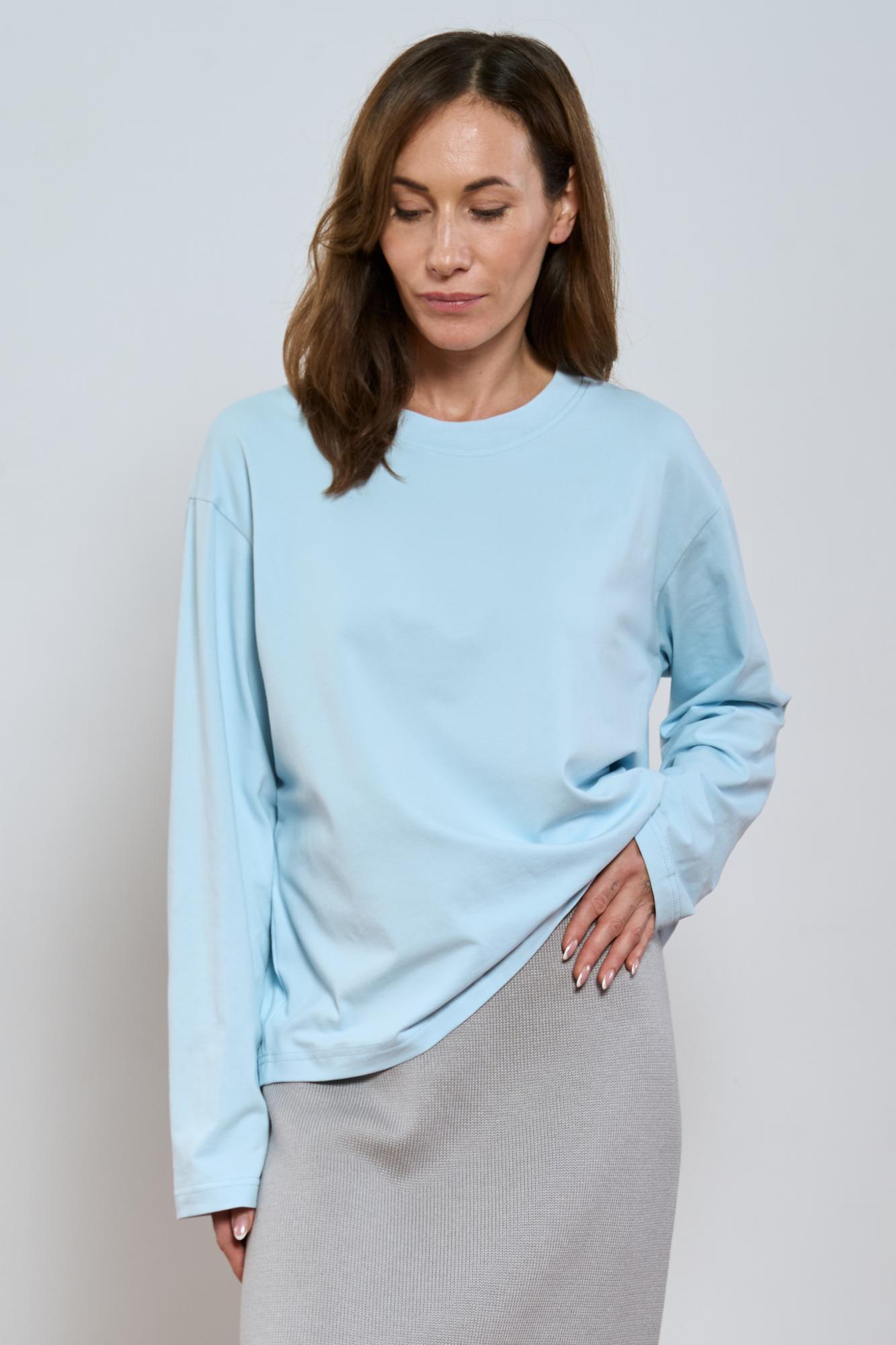 Лонгслив свободного кроя, голубой