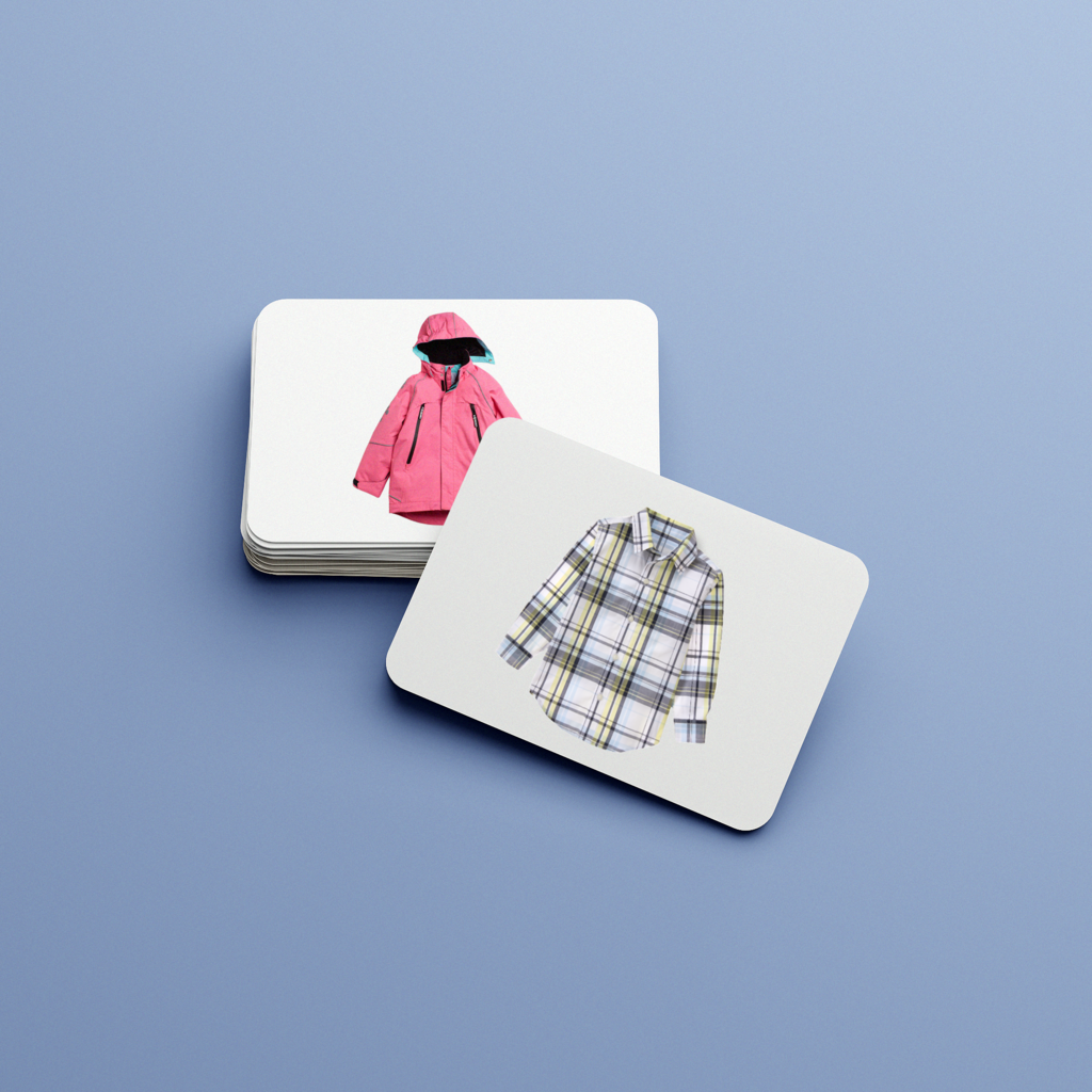 Демисезонная одежда. Набор развивающих карточек для детей Монтессори