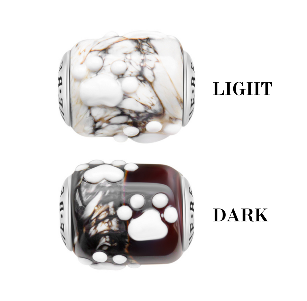 Paw print mto BARREL bead