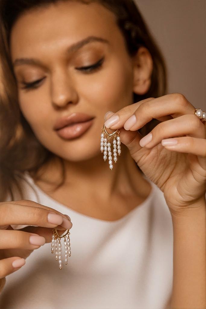 Серьги с жемчугом BOHO PEARL