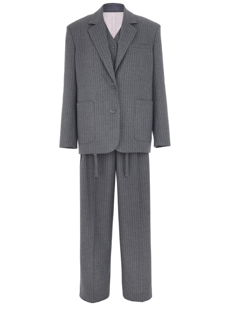Серый костюм-тройка из вискозы