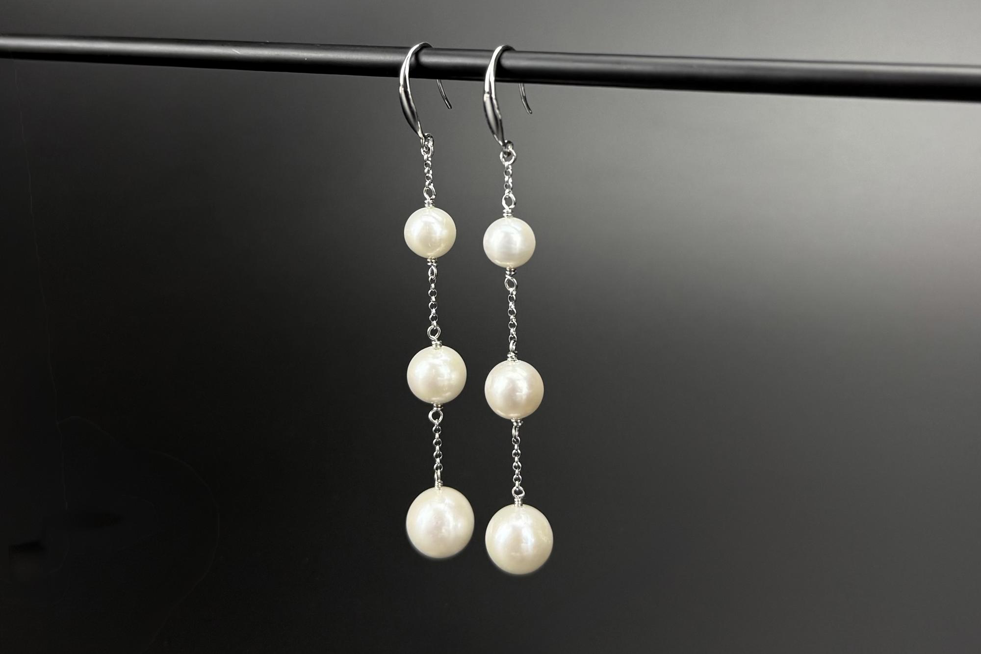 Длинные серьги с натуральным жемчугом VIBI