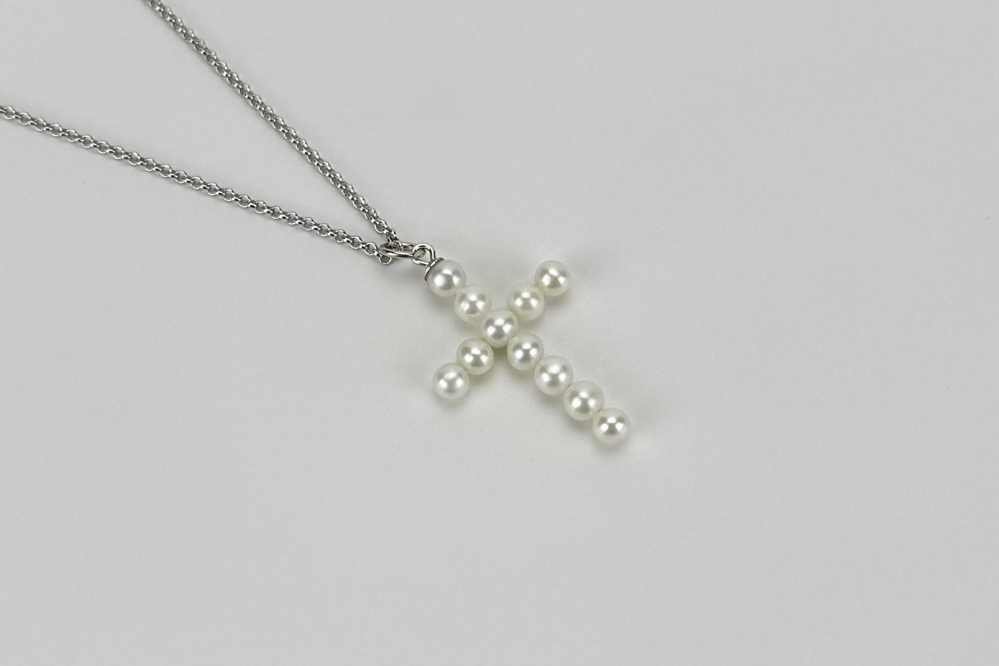 Подвеска крестик из натурального жемчуга CROSS