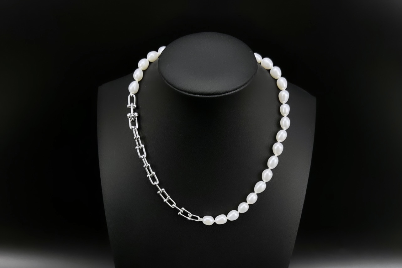 Чокер из натурального жемчуга с цепочкой ZUSS