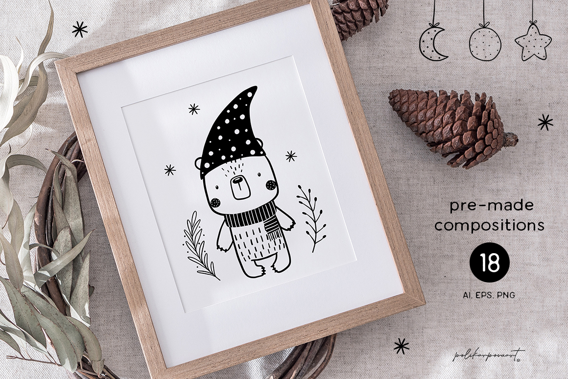 Vector collection "Nordic Christmas" - children's illustrations and patterns