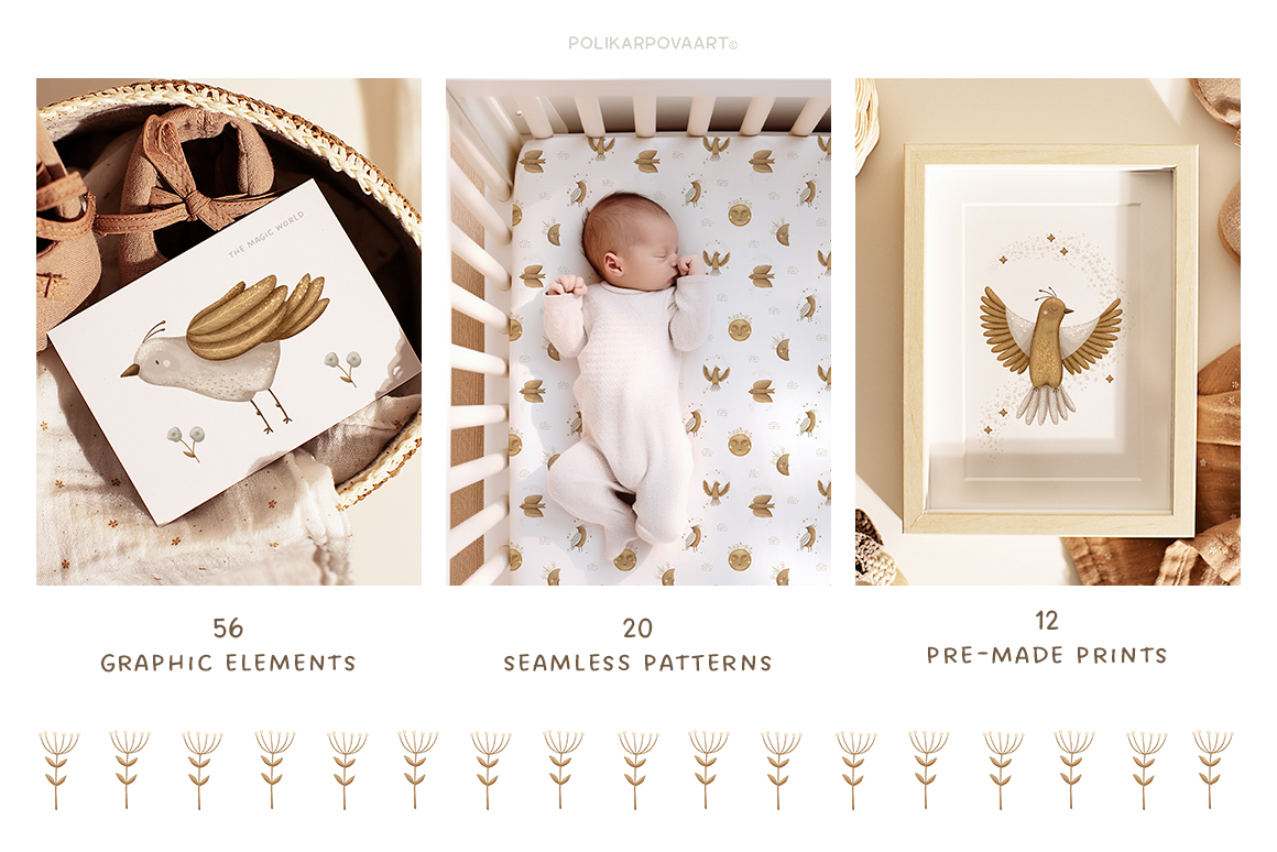 Collection "The magic world" - graphic illustrations, prints and patterns