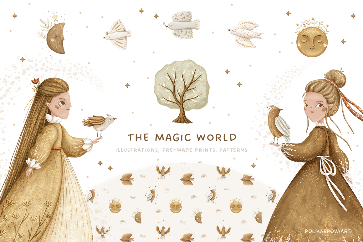 Collection "The magic world" - graphic illustrations, prints and patterns