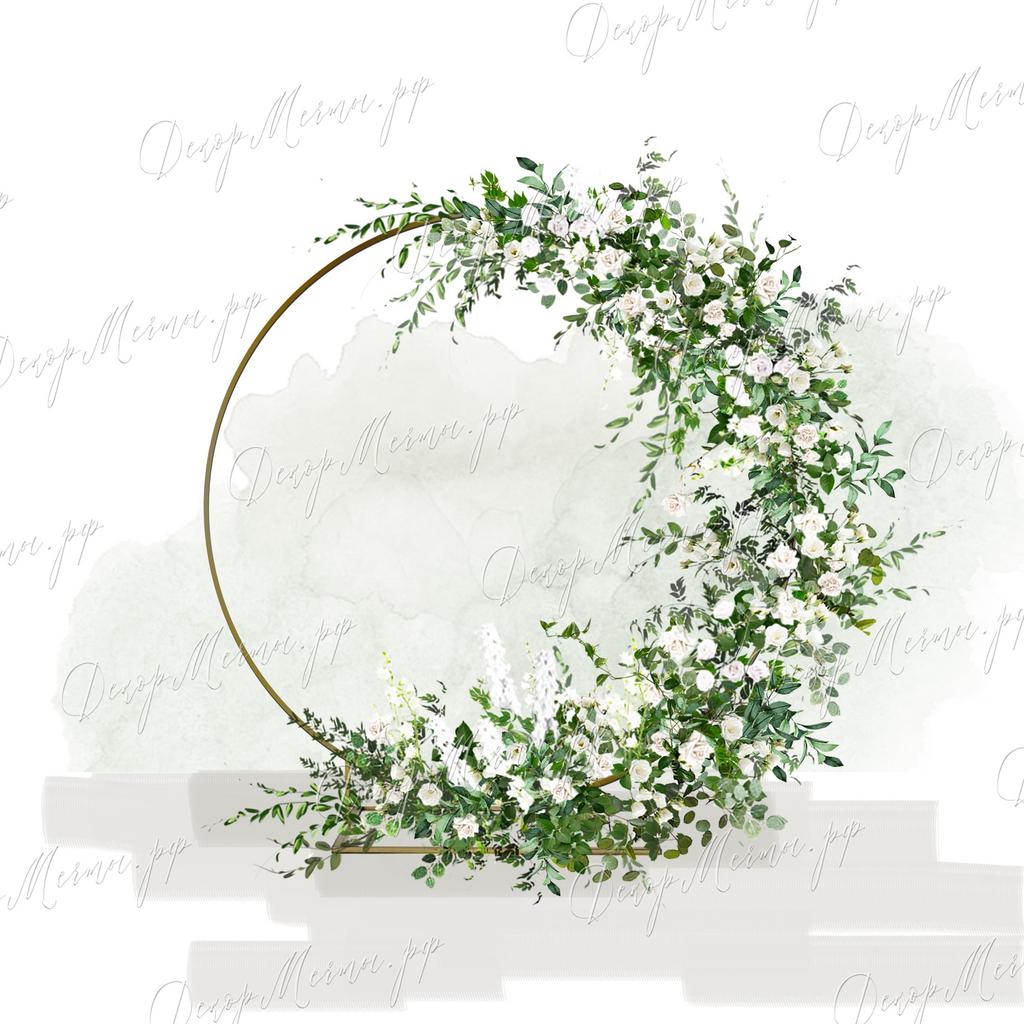 АРКА КОЛЬЦО и большая композиция бело-зеленая