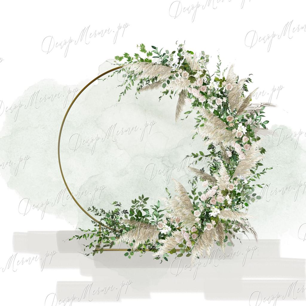 АРКА КОЛЬЦО и большая композиция бохо с зеленью