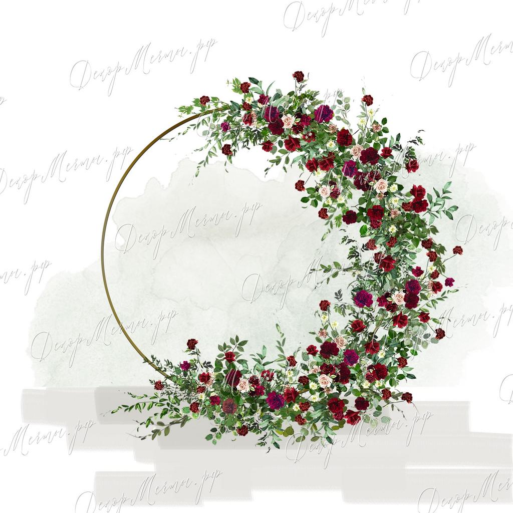 АРКА КОЛЬЦО и большая композиция бордо