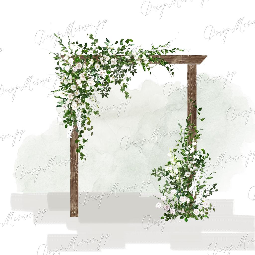ПРЯМОУГОЛЬНАЯ АРКА бело-зеленая