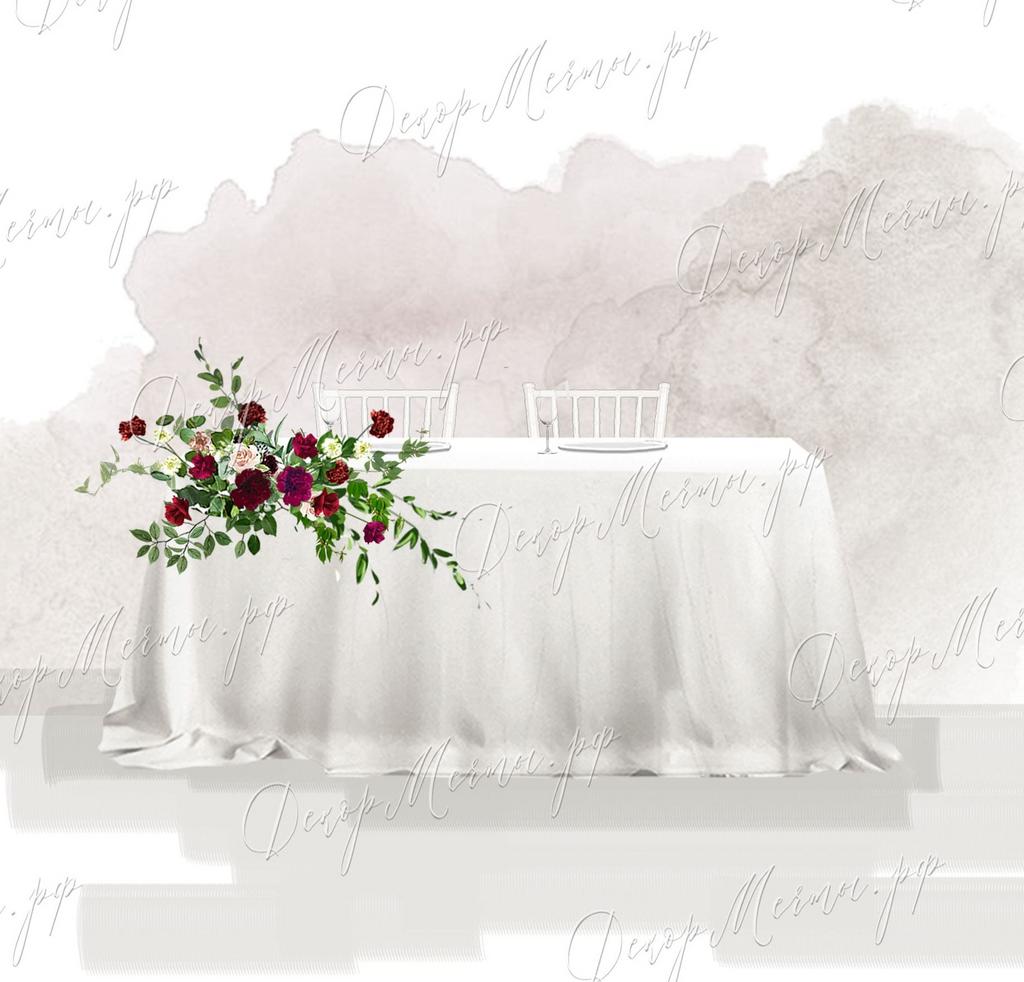 ПРЕЗИДИУМ с одной композицией бордо