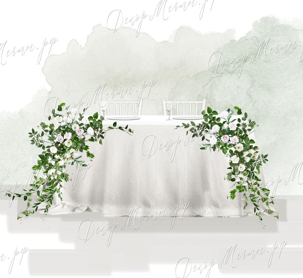 ПРЕЗИДИУМ с большими симметричными композициями бело-зелеными