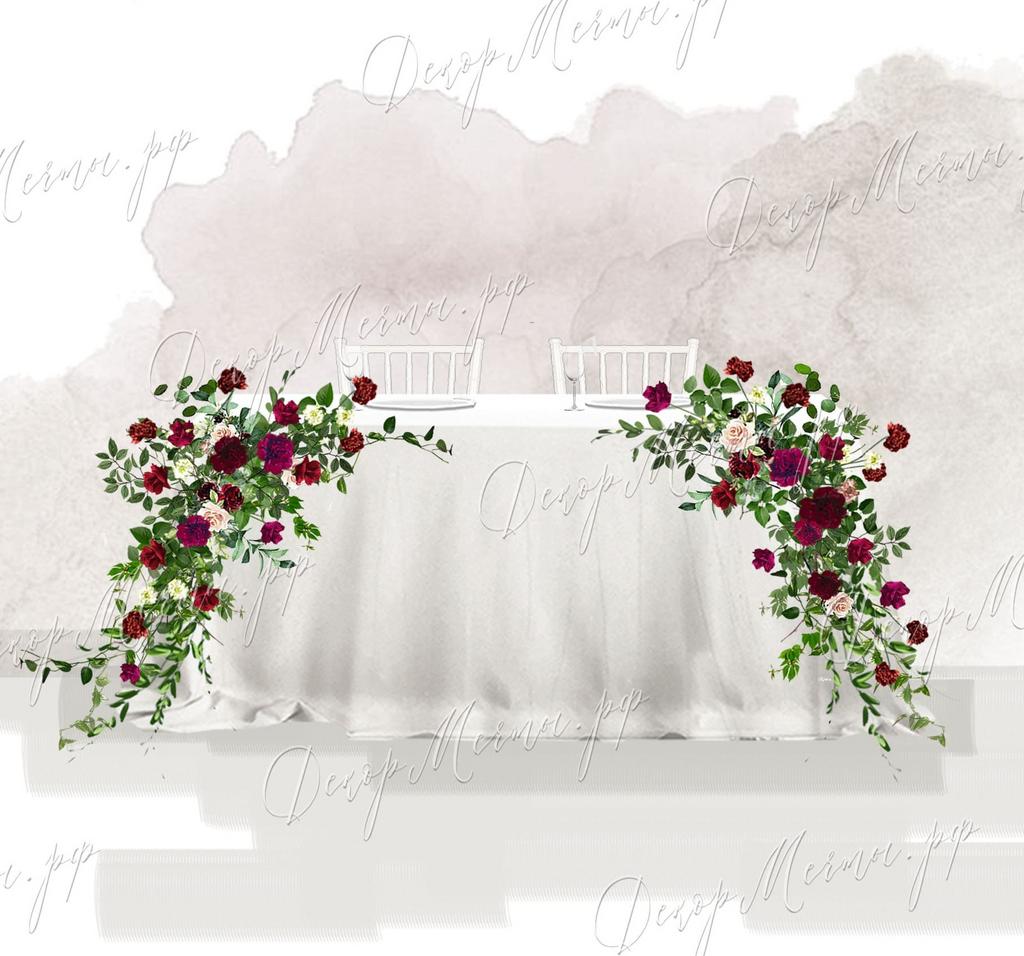 ПРЕЗИДИУМ с большими симметричными композициями бордо