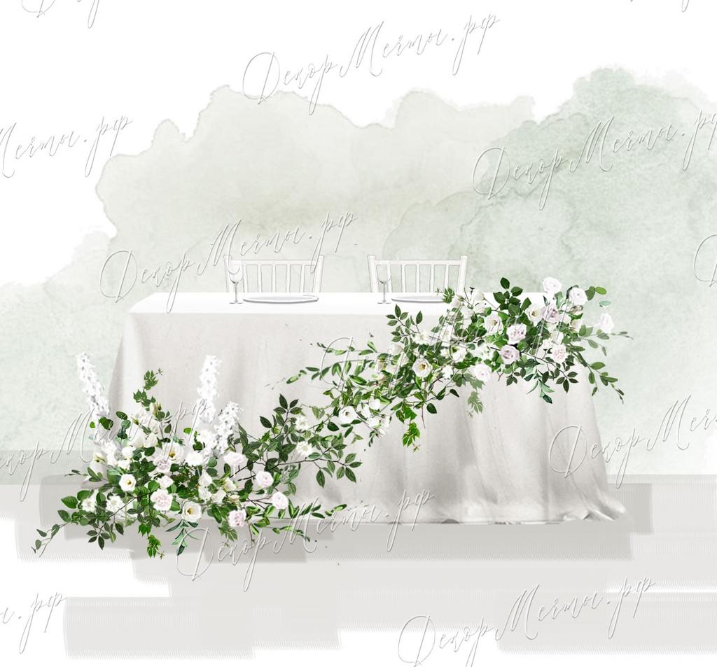 ПРЕЗИДИУМ с ниспадающей композицией бело-зеленой