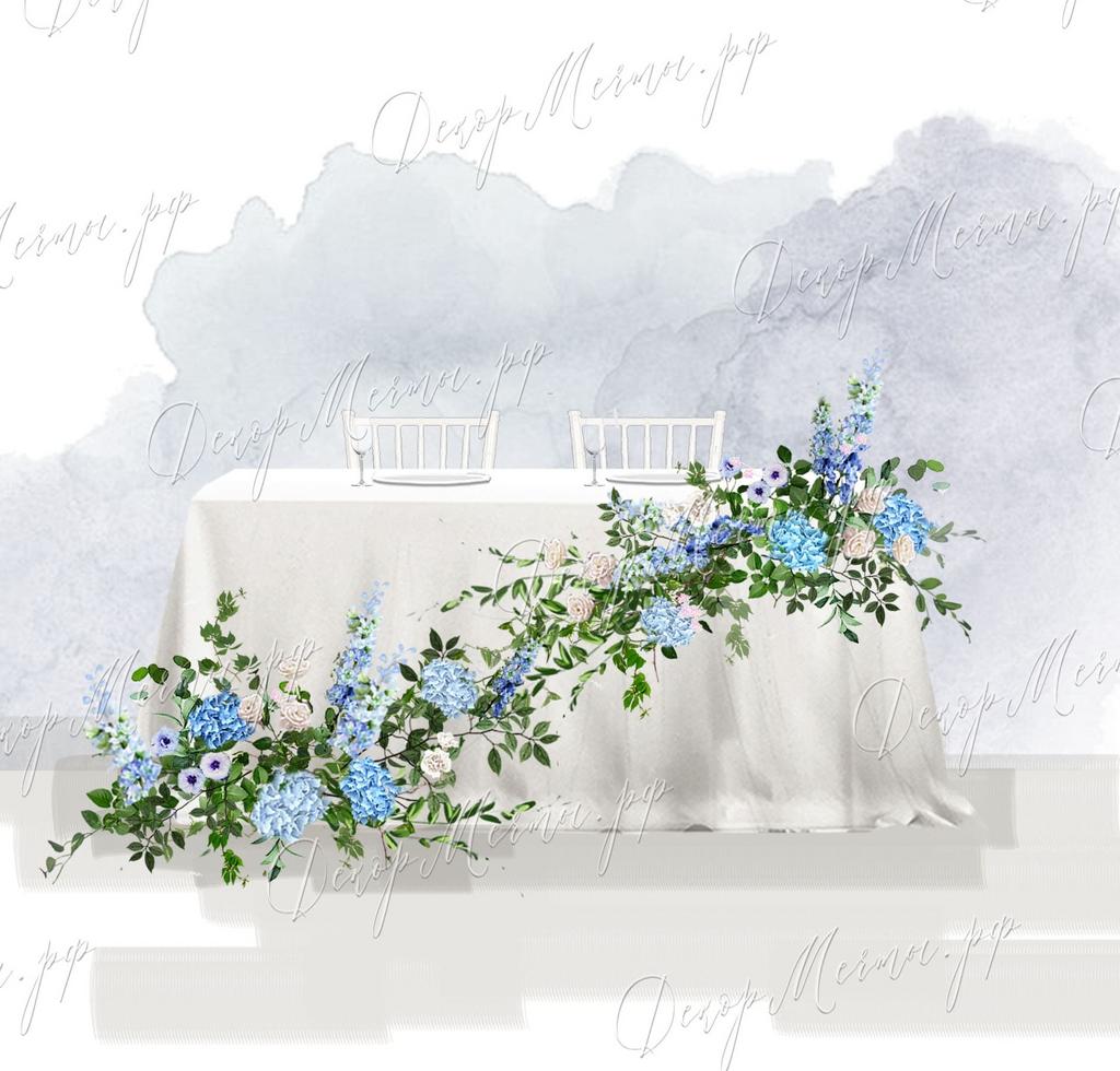 ПРЕЗИДИУМ с ниспадающей композицией голубая