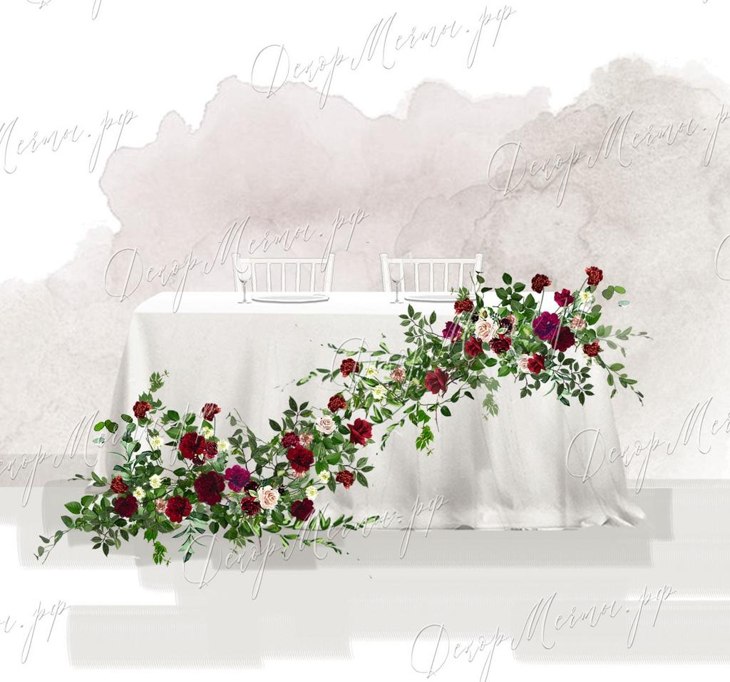 ПРЕЗИДИУМ с ниспадающей композицией бордо