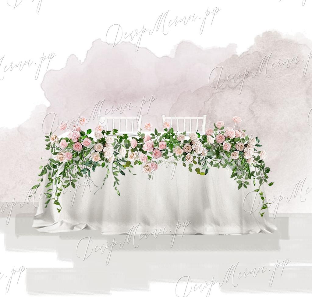 ПРЕЗИДИУМ с настольной ниспадающей розовой композицией