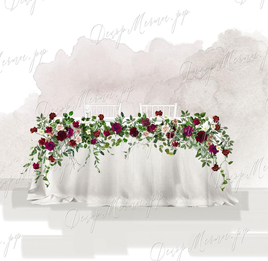 ПРЕЗИДИУМ с настольной ниспадающей композицией бордо