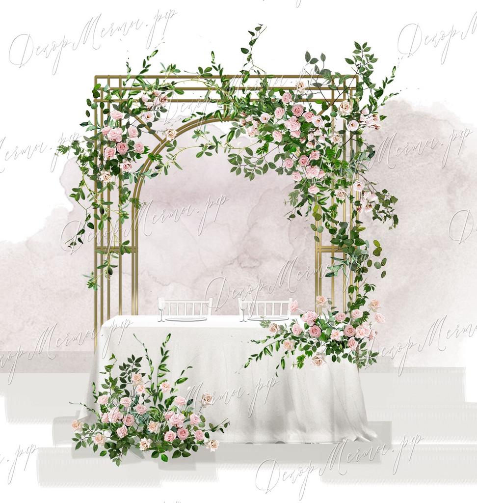 ПРЕЗИДИУМ и фон Портал с розовыми цветами