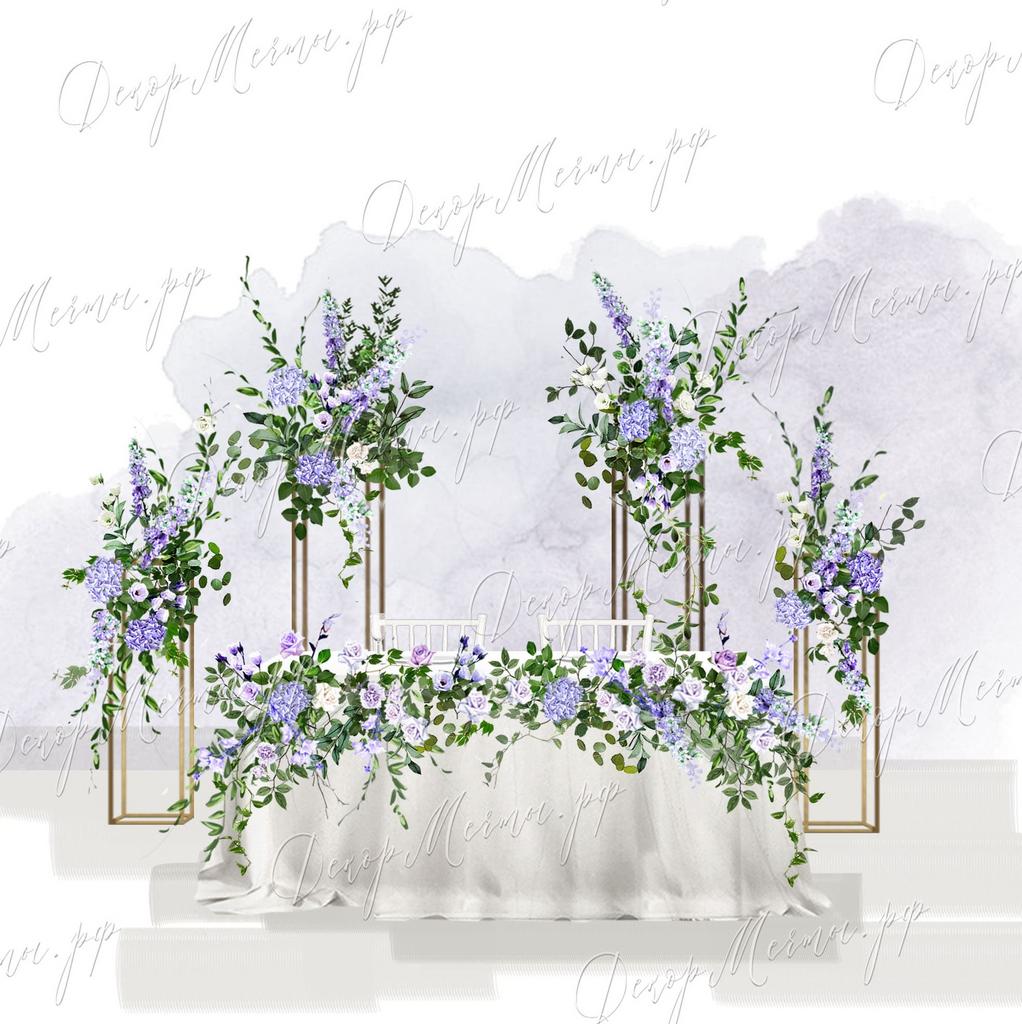 ПРЕЗИДИУМ и стойки с цветами лаванда