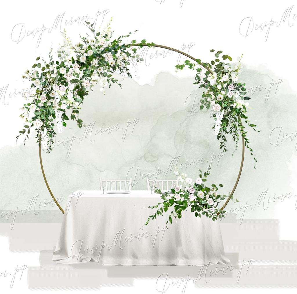 ПРЕЗИДИУМ с аркой Кольцо в бело-зеленой гамме