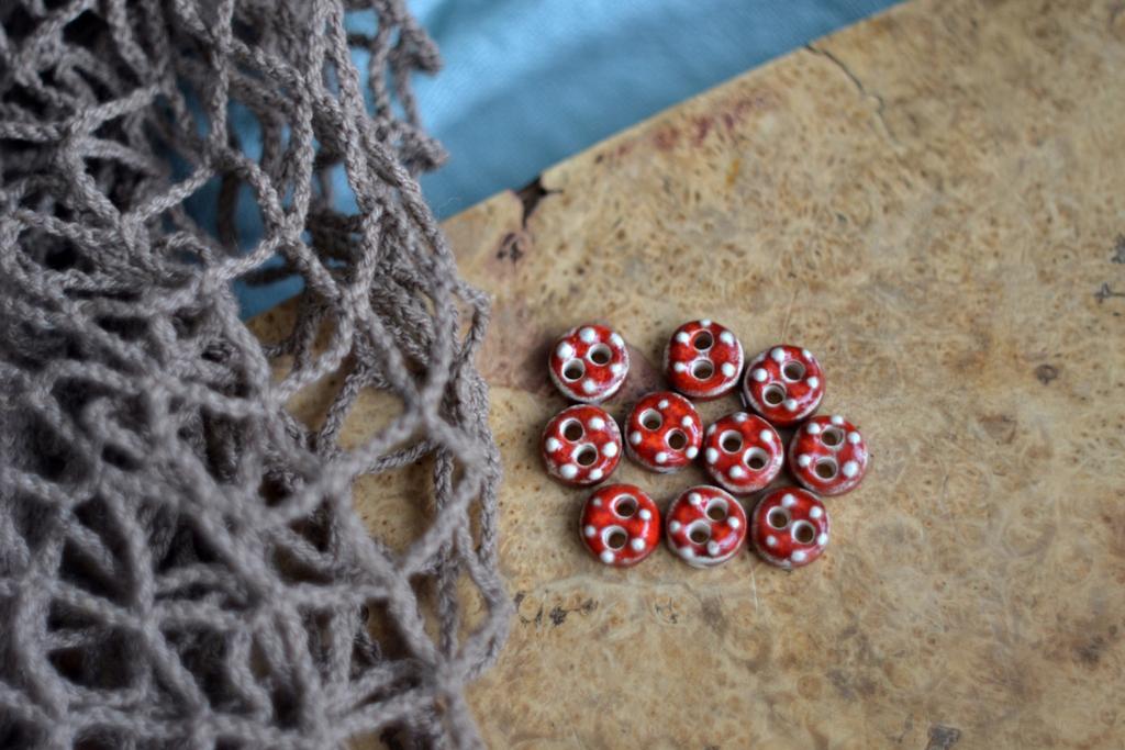 Керамическая пуговица 0,9см "Красный мухомор"