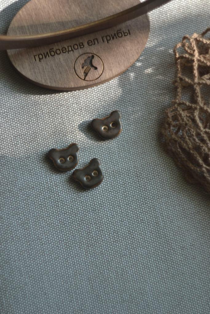 Керамическая пуговица "Бурый мишка"