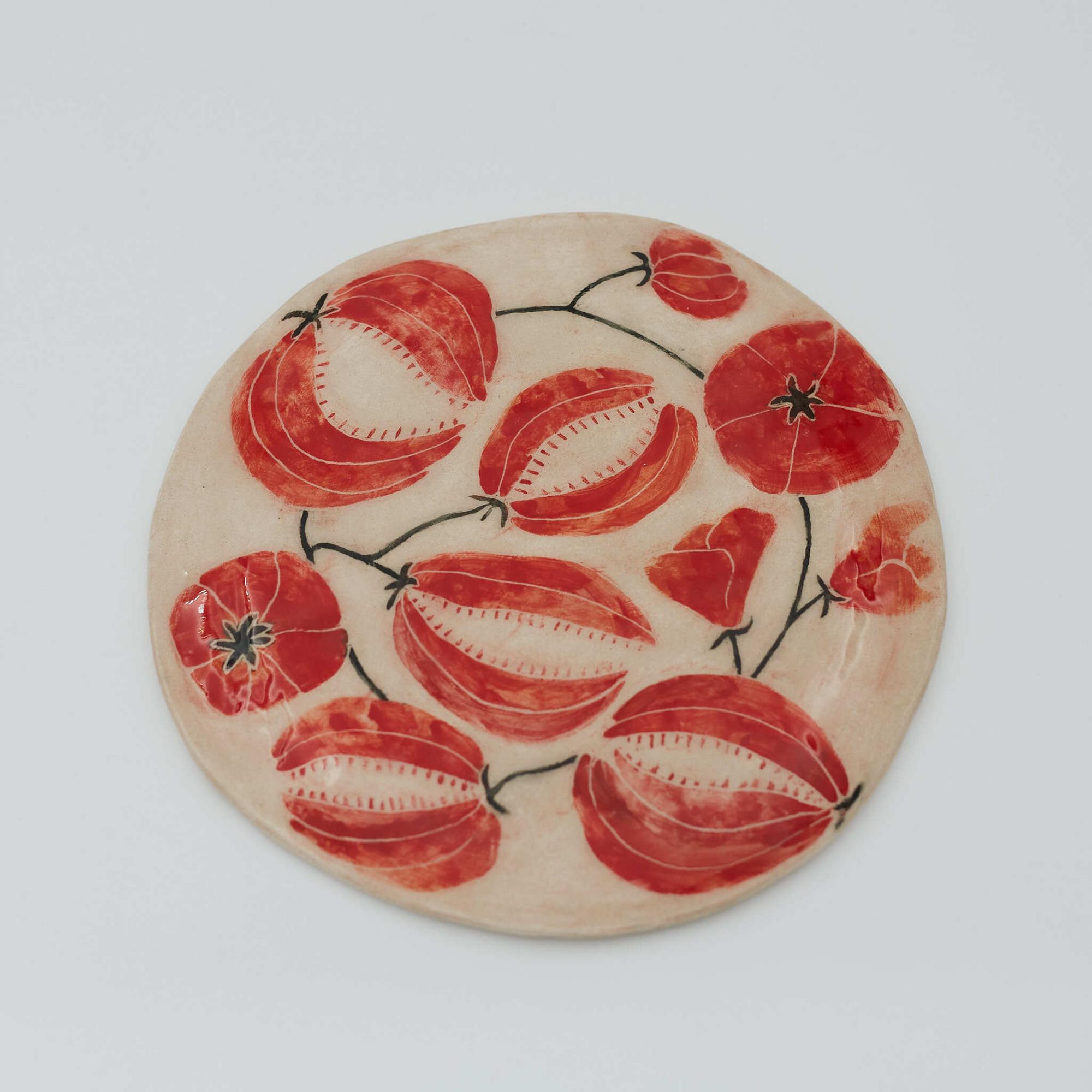 Тарелка Зубастые цветы, средняя, белая