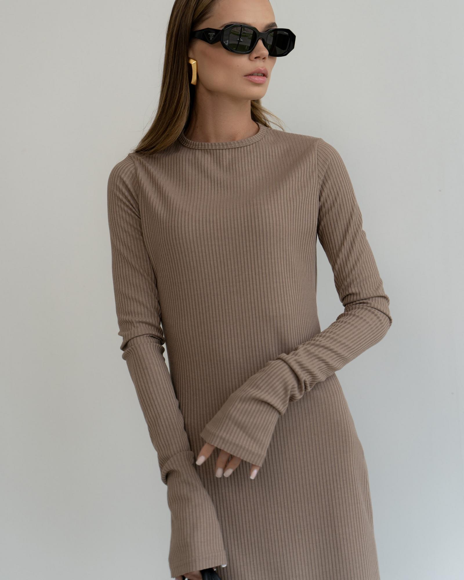 Платье лапша с рукавом 2024 Lighte Brown