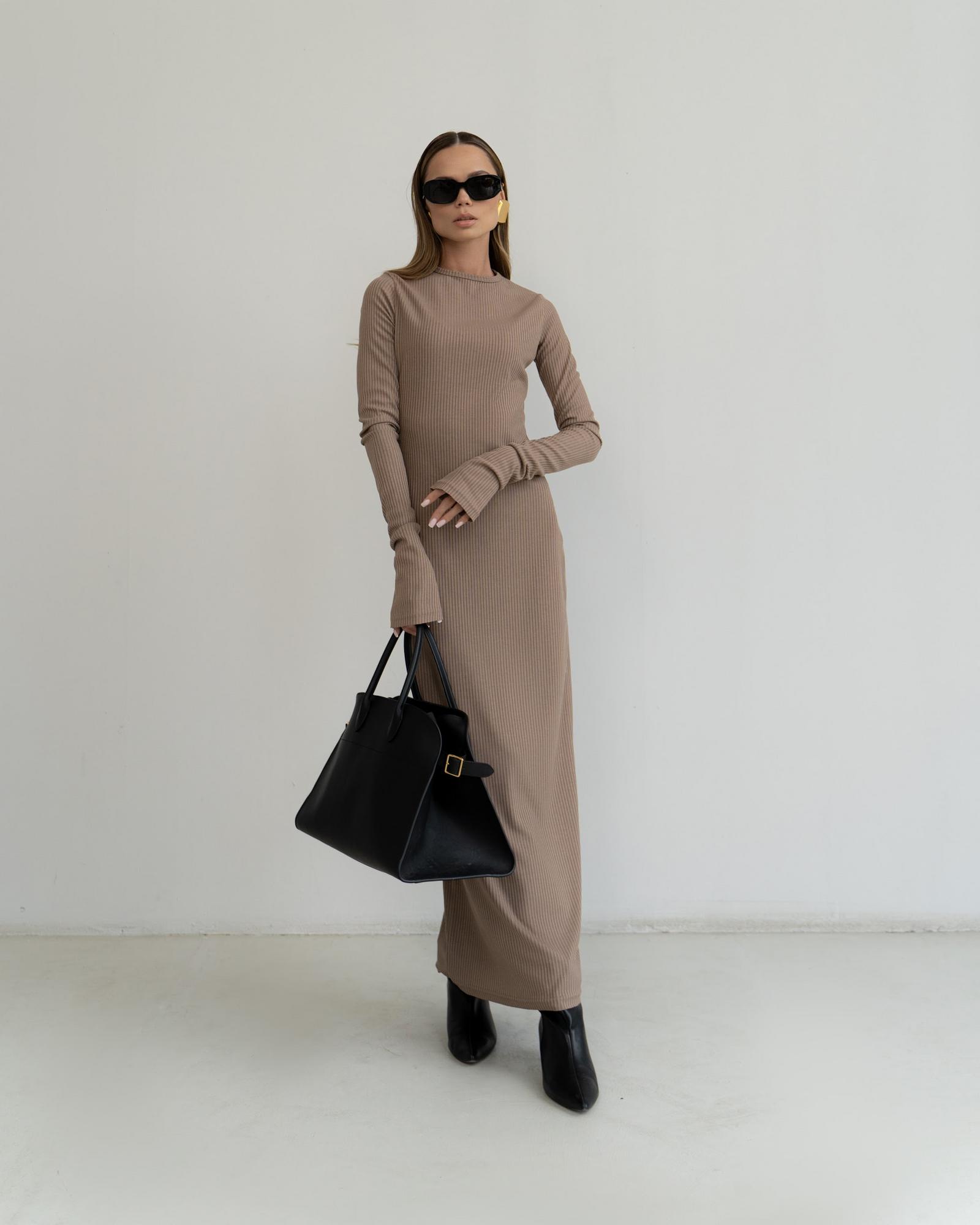 Платье лапша с рукавом 2024 Lighte Brown