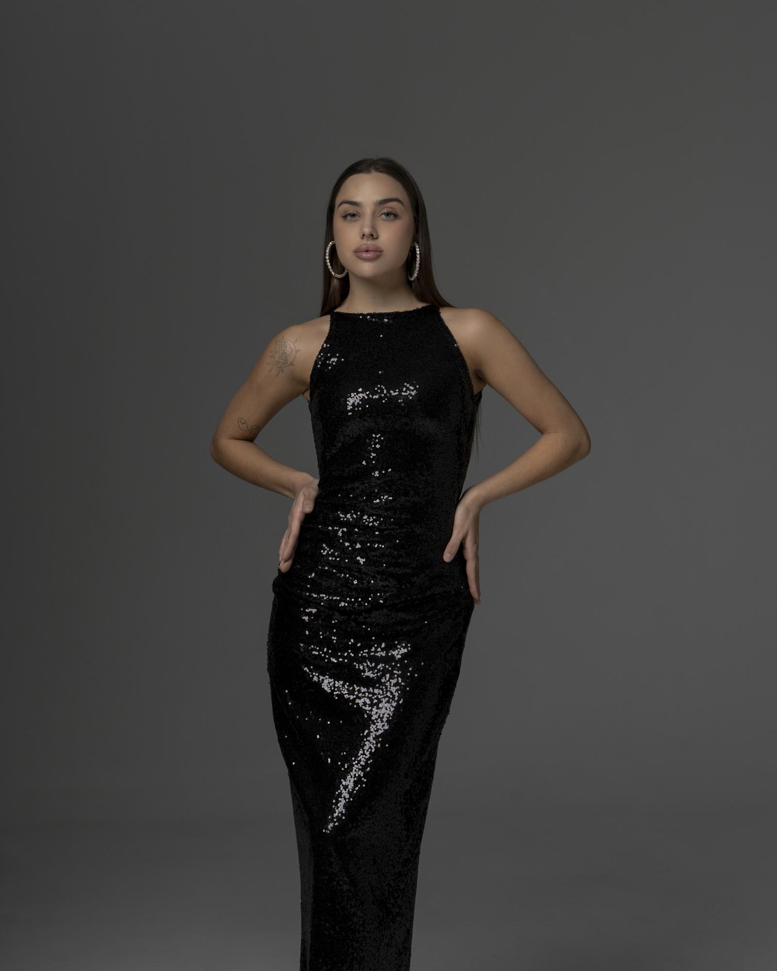 Платье пайетки black maxi