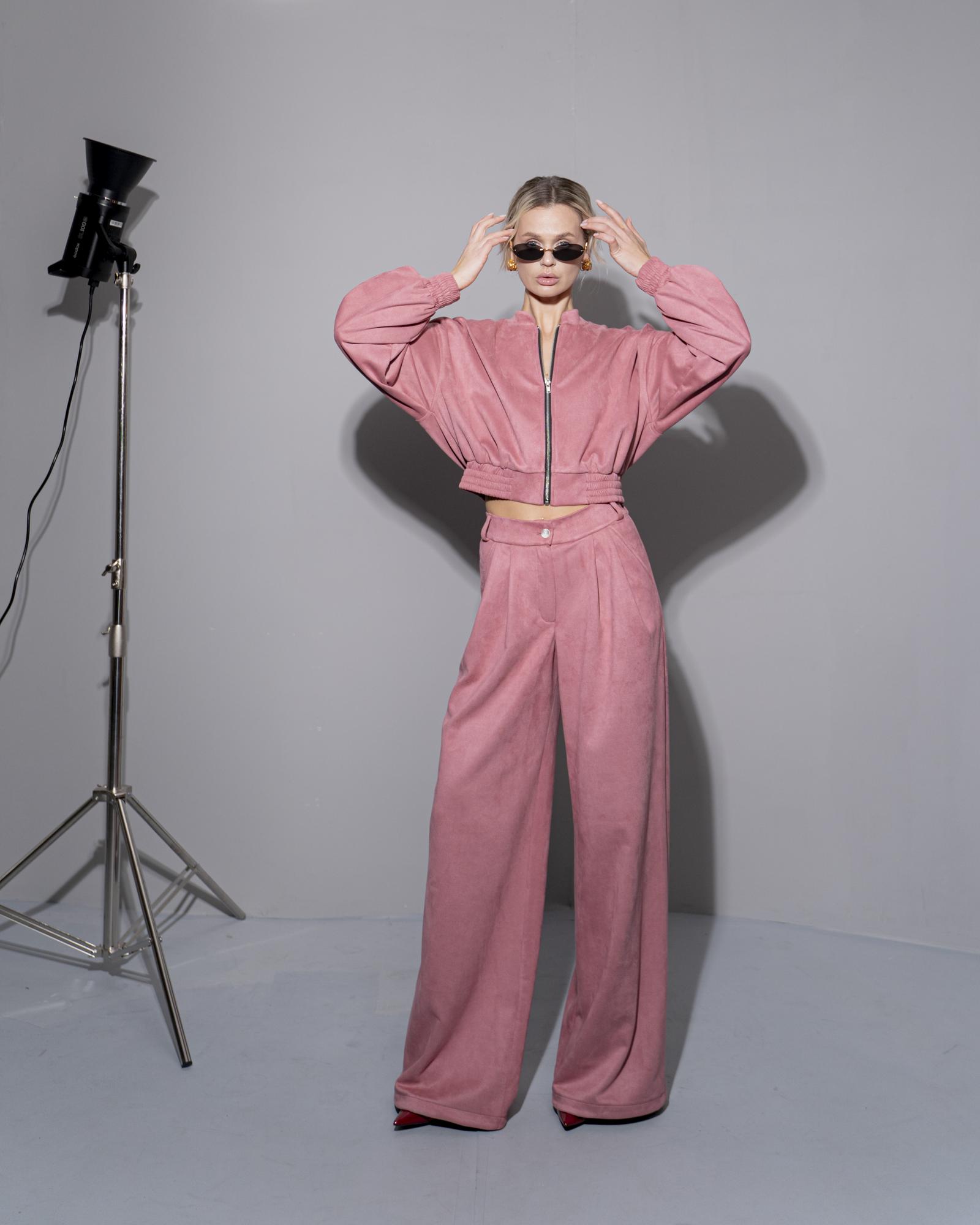 Брюки палаццо замша pink