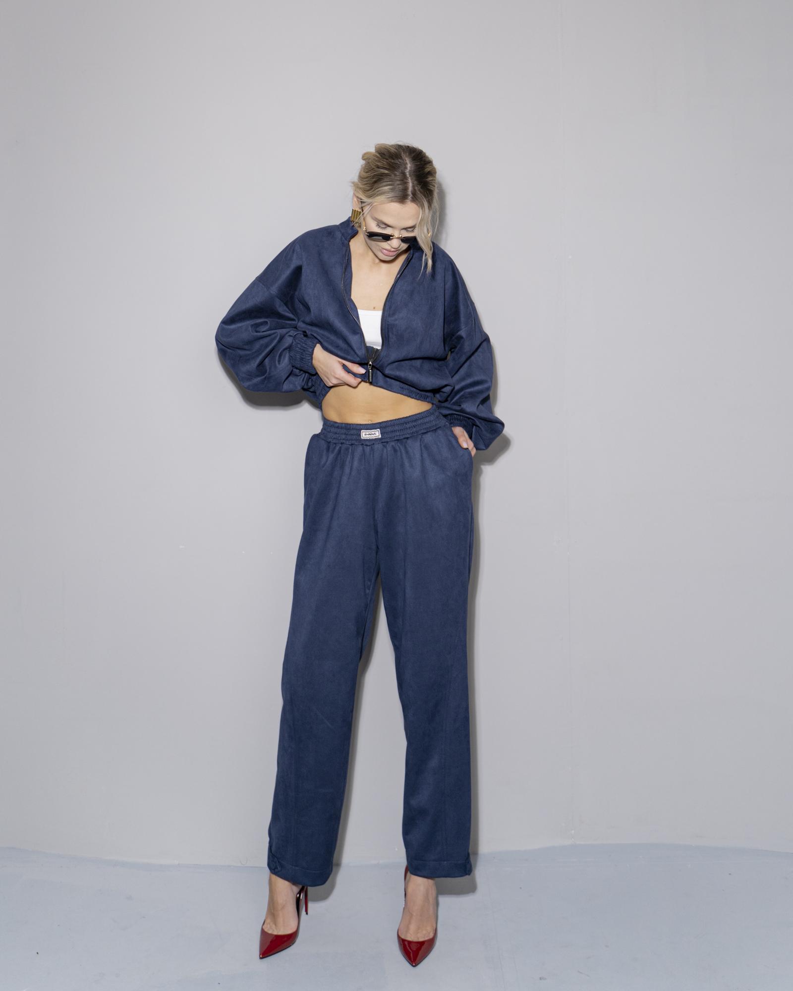 Брюки джогеры замша Blue