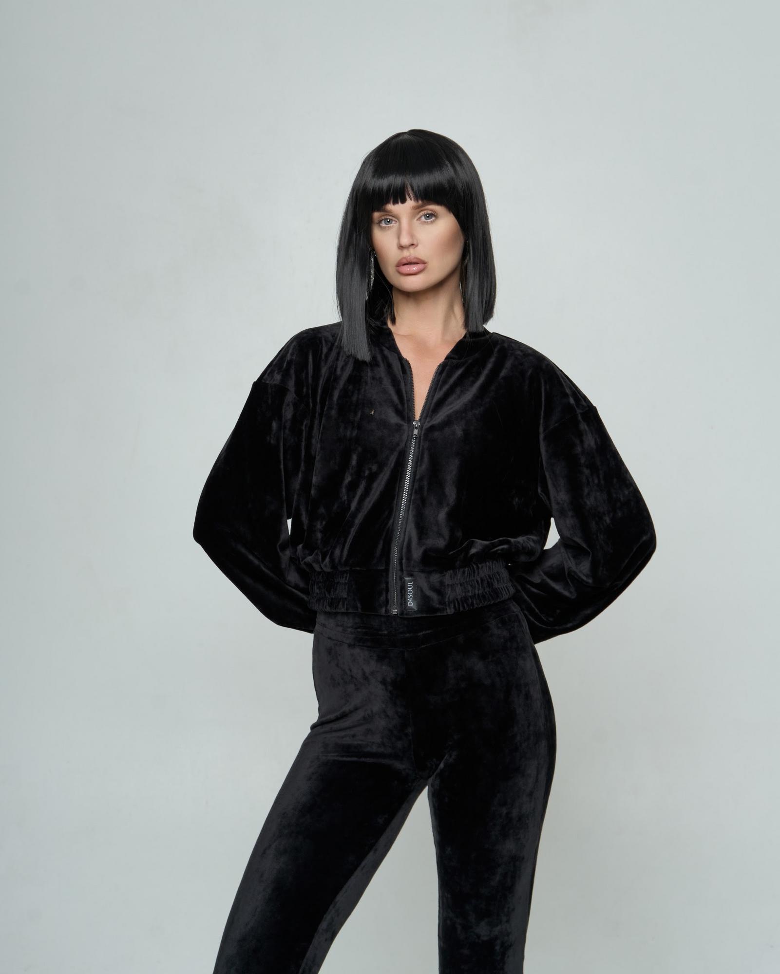 Бомбер мини велюр Black