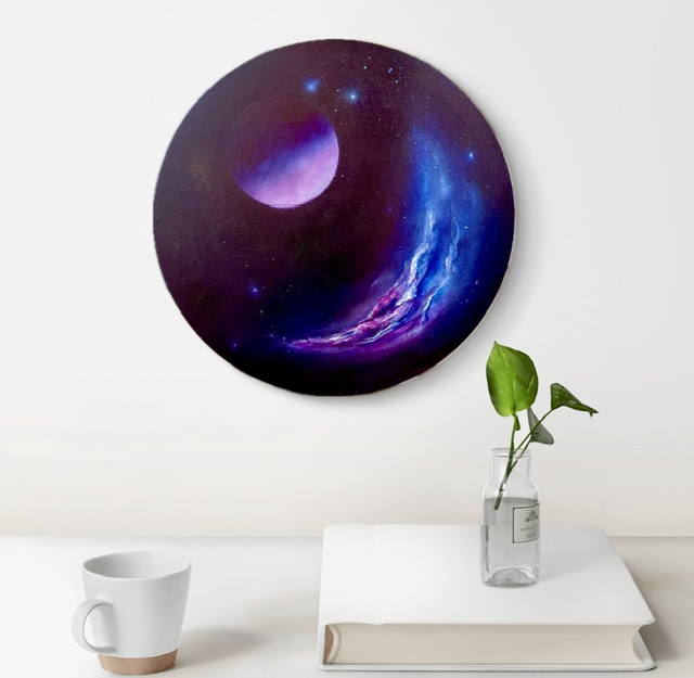 Картина "Космическая пыль. Авторская картина на холсте (хлопок, акрил), 20 см