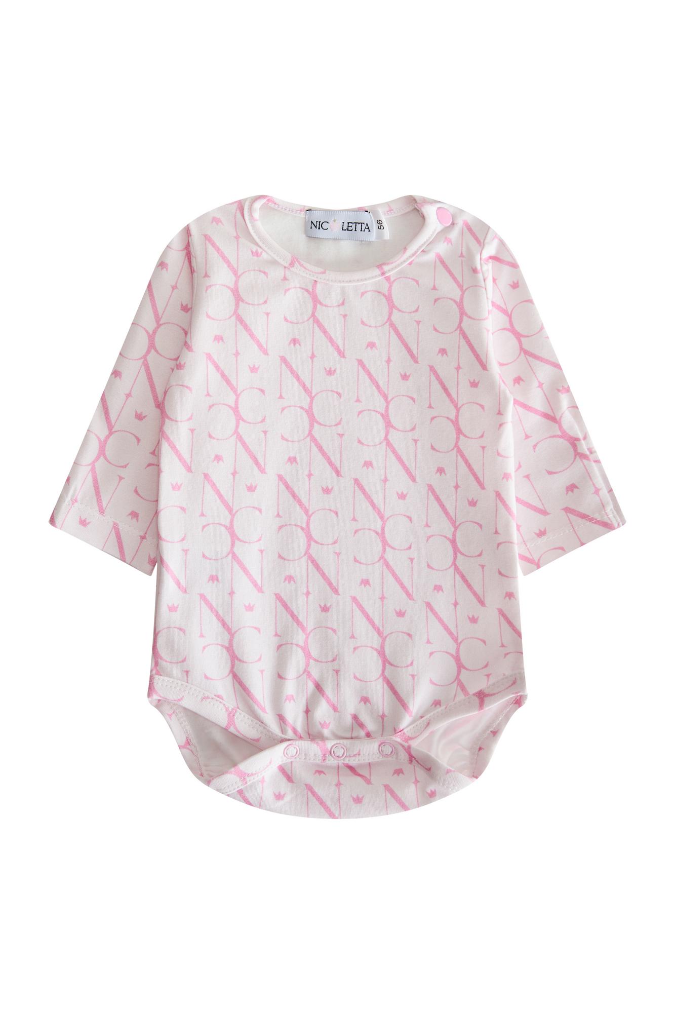 Боди-лонгслив «Nicoletta», розовые буквы