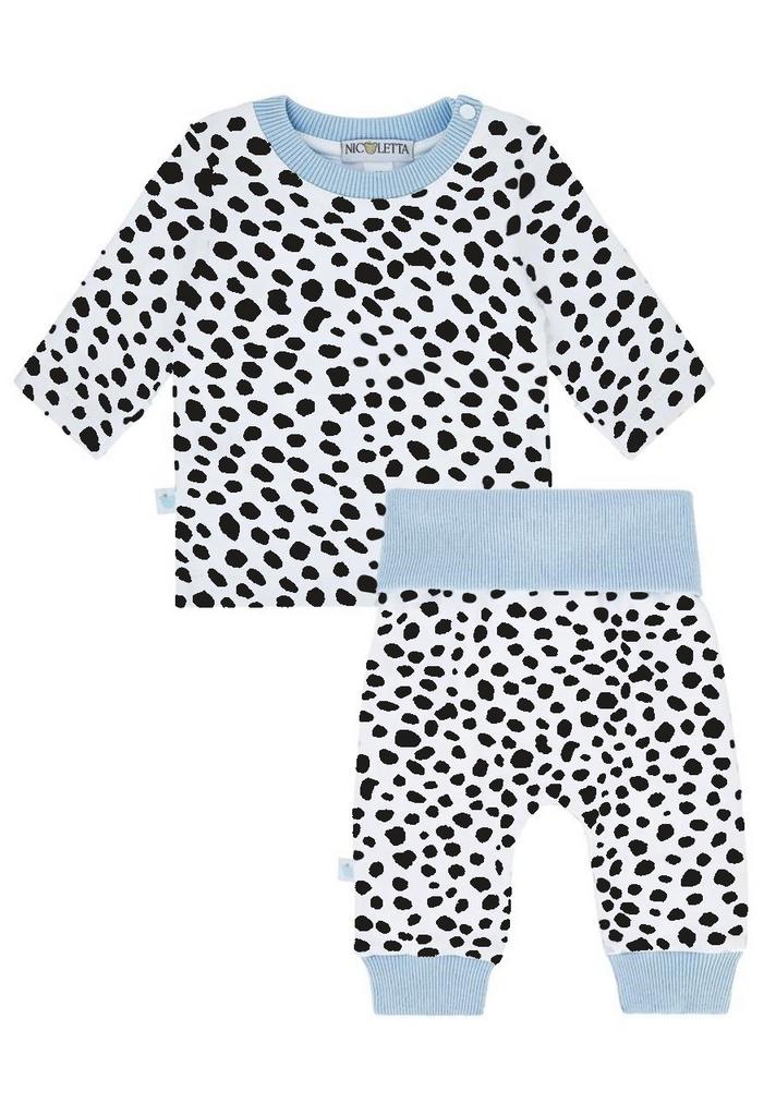 Комплект (лонгслив и джоггеры) «Черные камушки», с голубым кантом