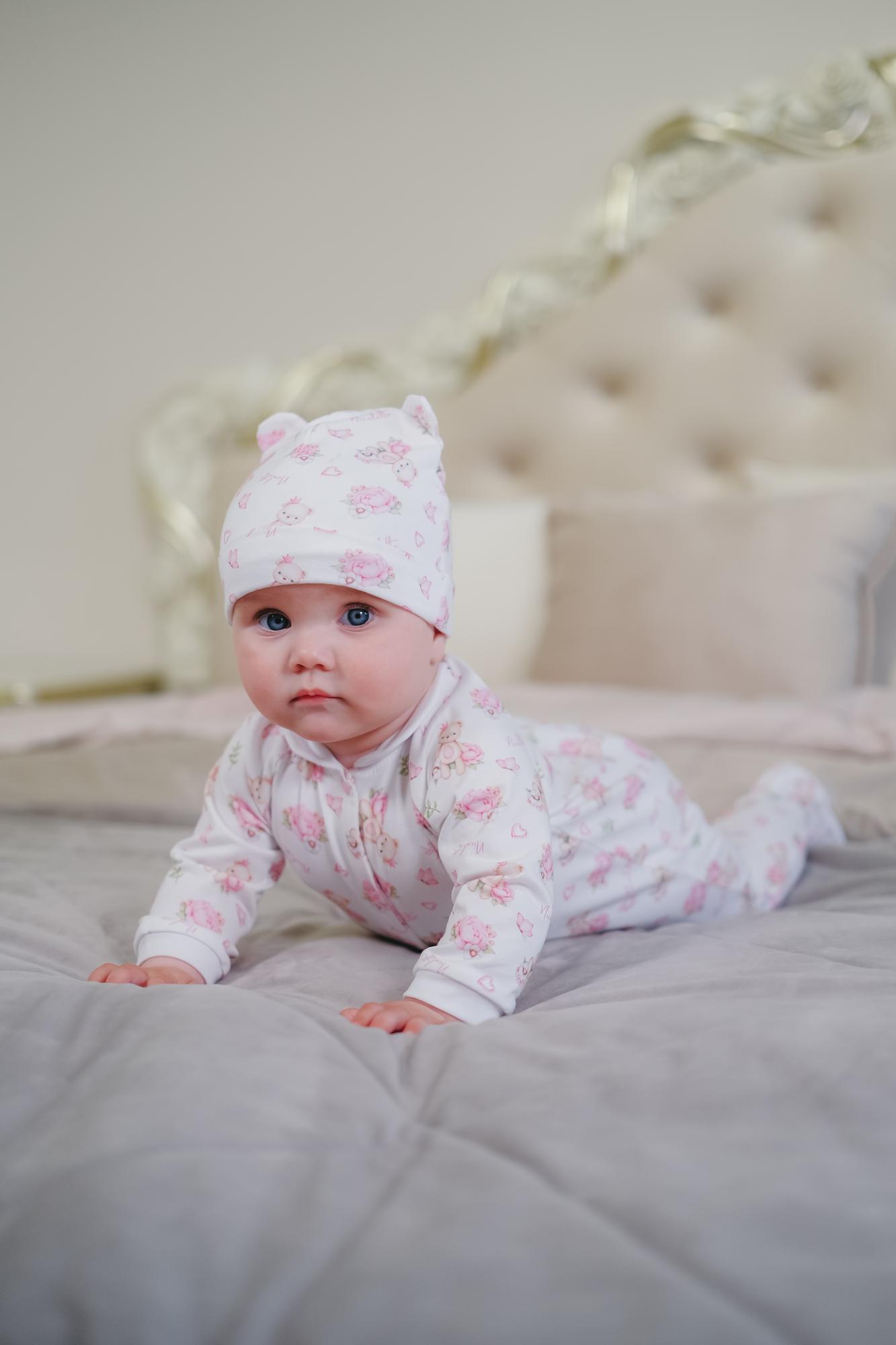 Шапочка «Мишка с розовой короной»