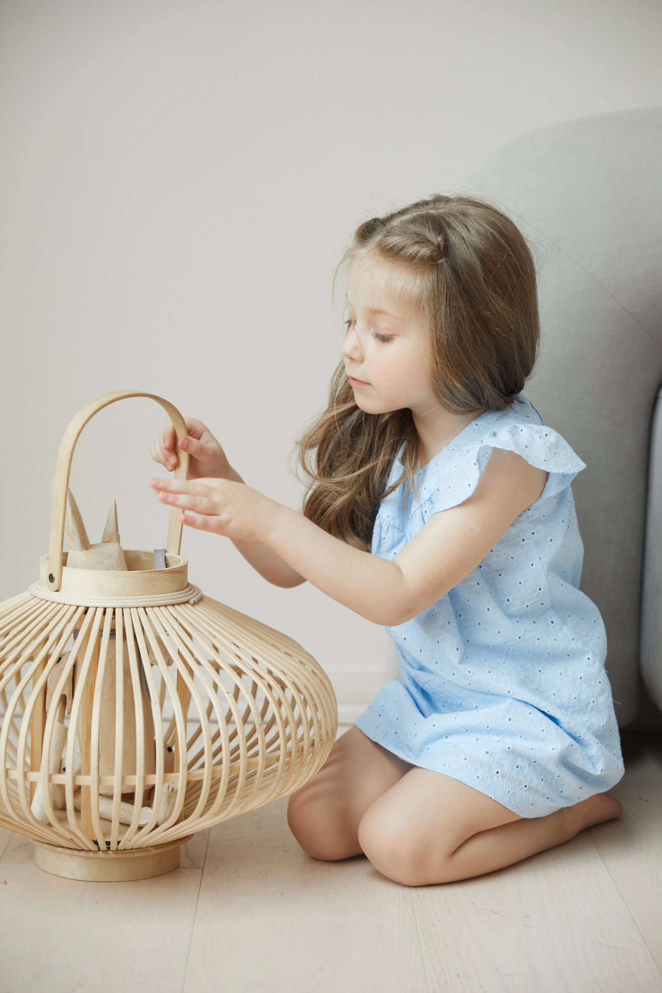 Платье с крылышками на кокетке, голубое