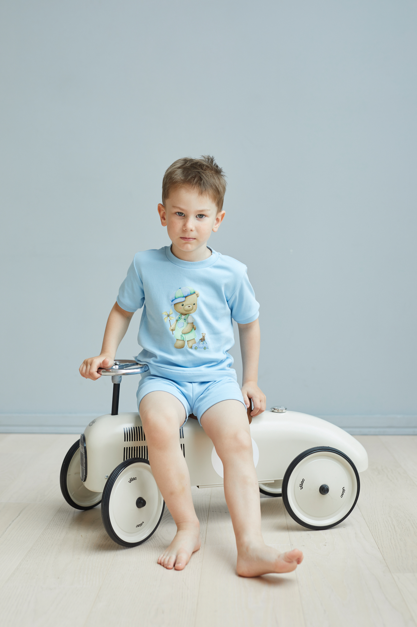 Пижама «Мишка с машинкой и ветерком» (футболка/шорты)