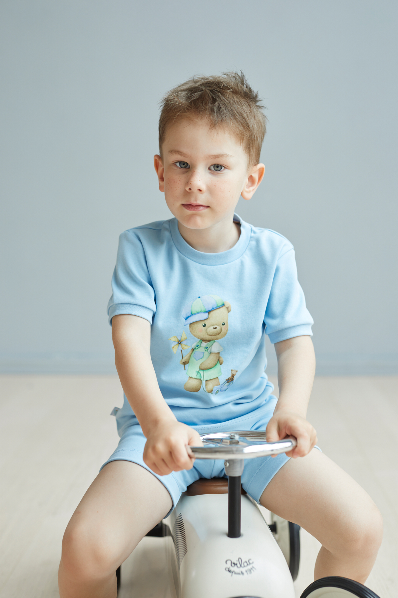 Пижама «Мишка с машинкой и ветерком» (футболка/шорты)