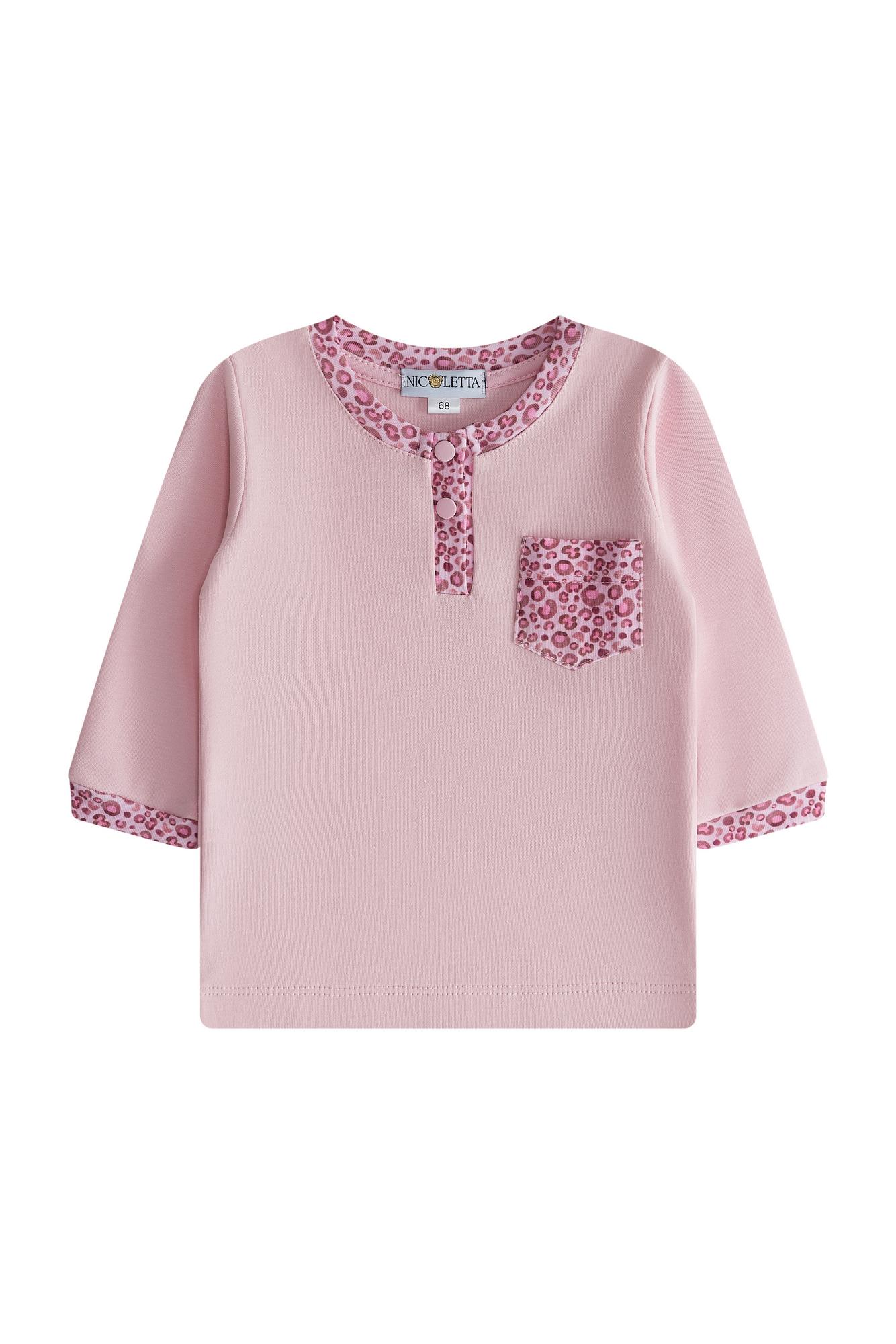 Лонгслив розовый с кармашком "Леопард розовый"