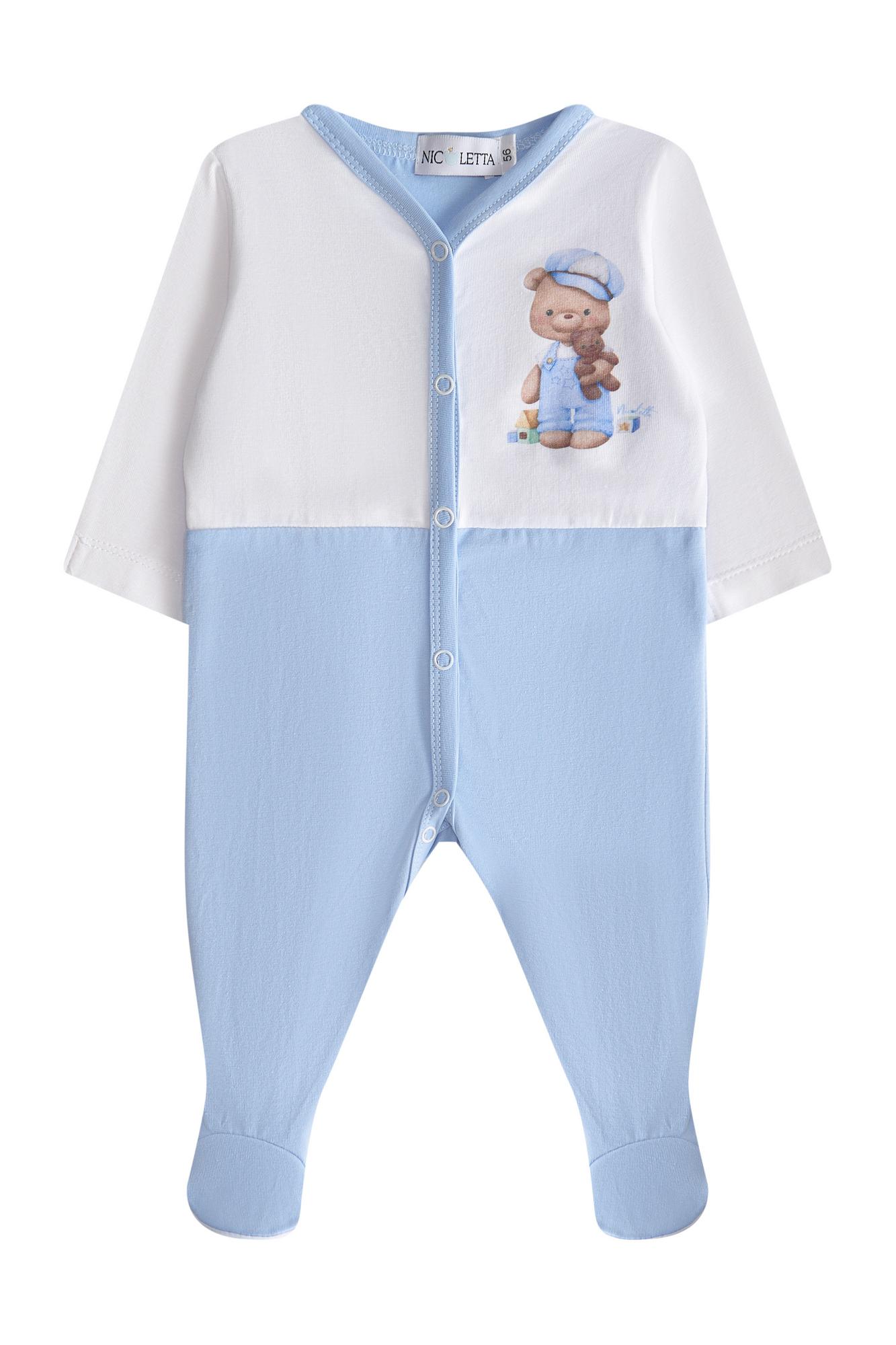 Комплект (комбинезон и шапочка), голубой/белый