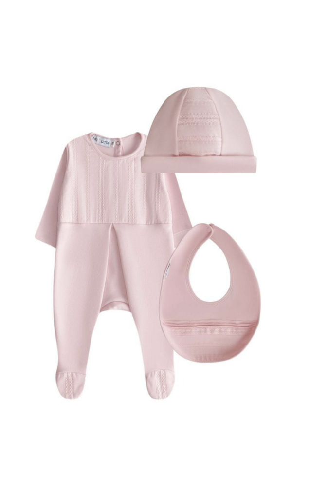 Комплект из трех предметов с ажурным хлопком, розовый