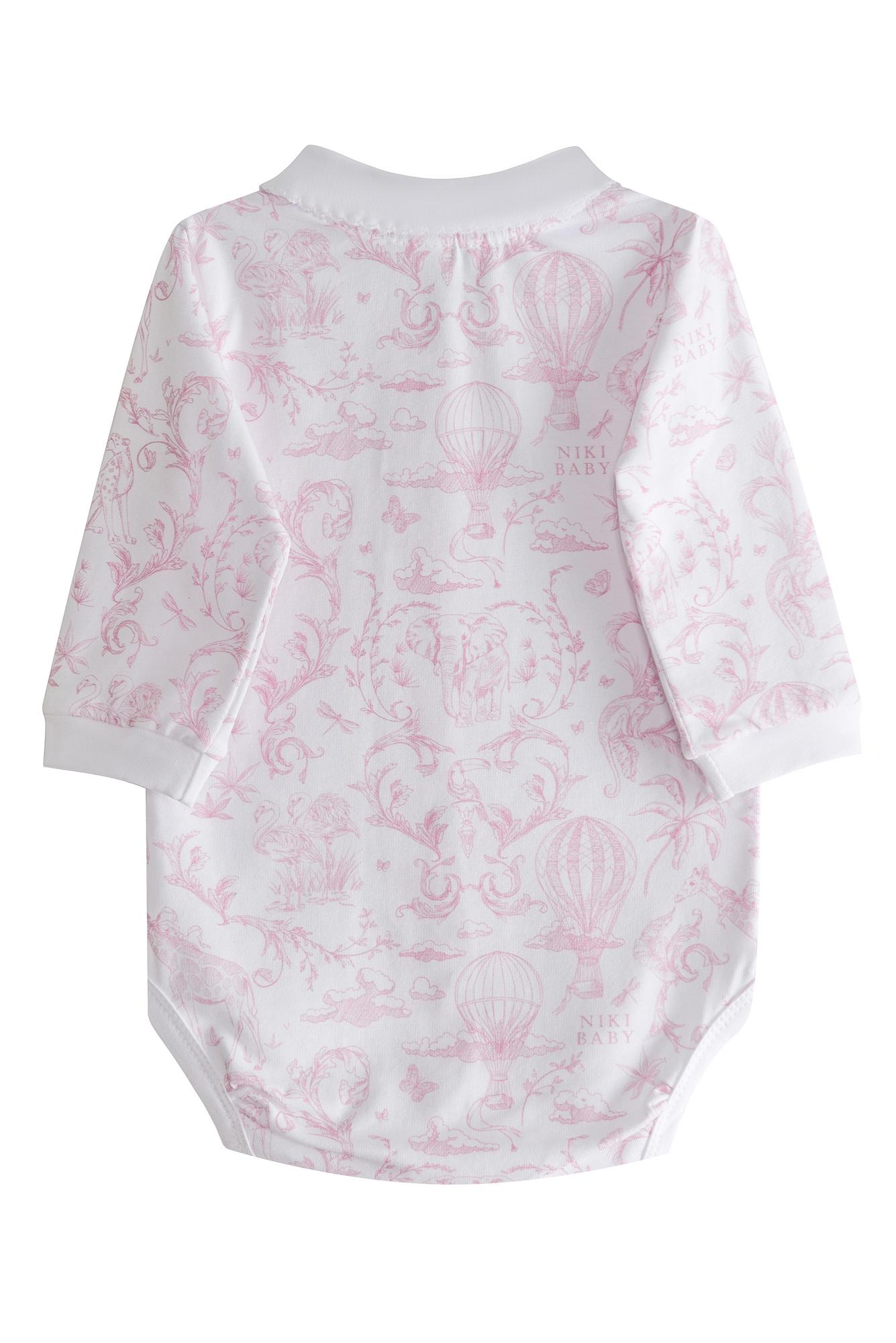 Боди-лонгслив с воротничком «Джунгли», розовое