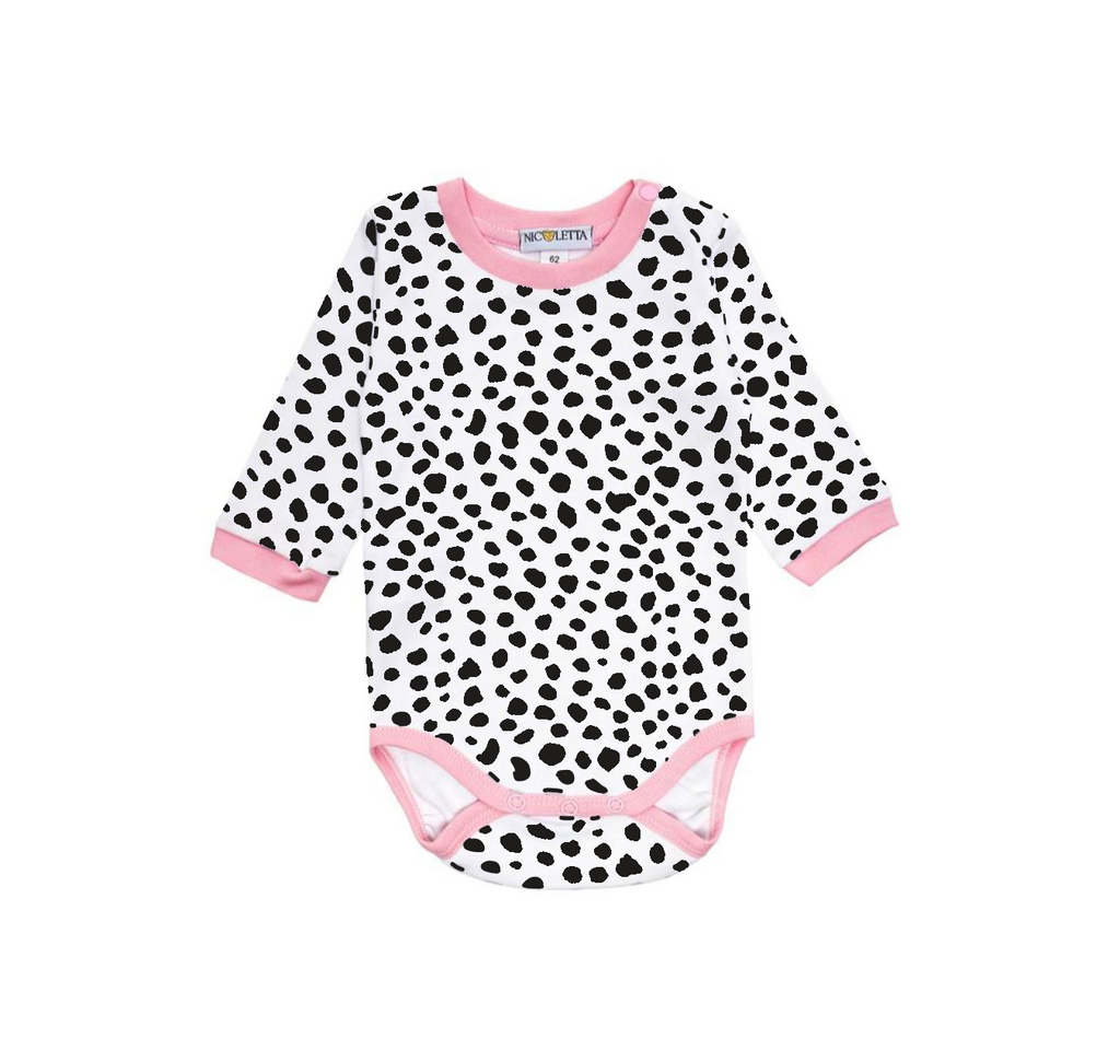 Боди-лонгслив «Черные камушки», с розовым кантом