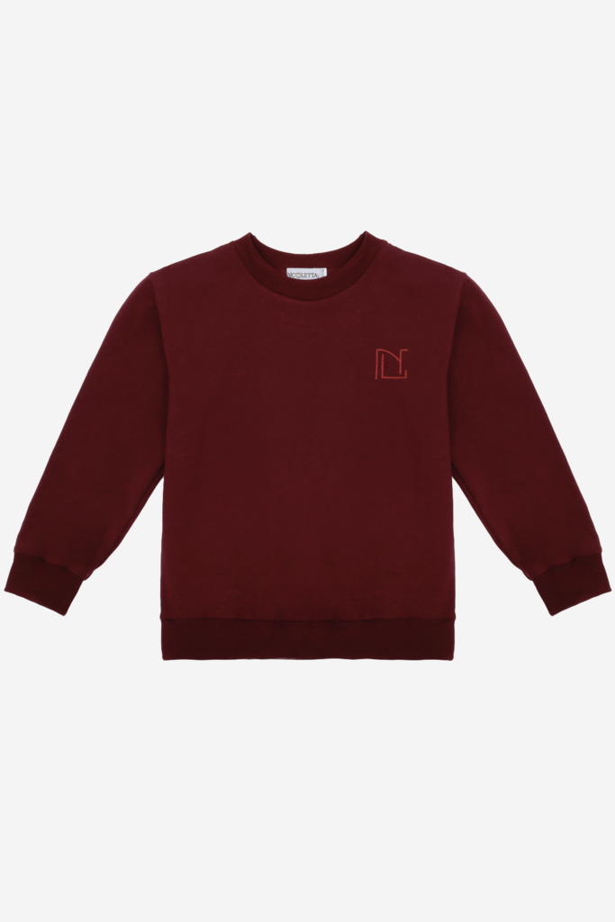 Лонгслив для мальчика с вышивкой «NL», бордовый