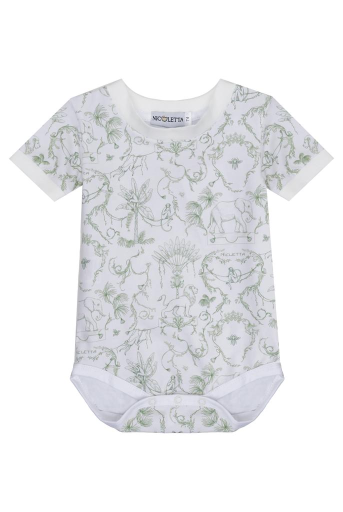 Боди-футболка «Зеленые джунгли», белая